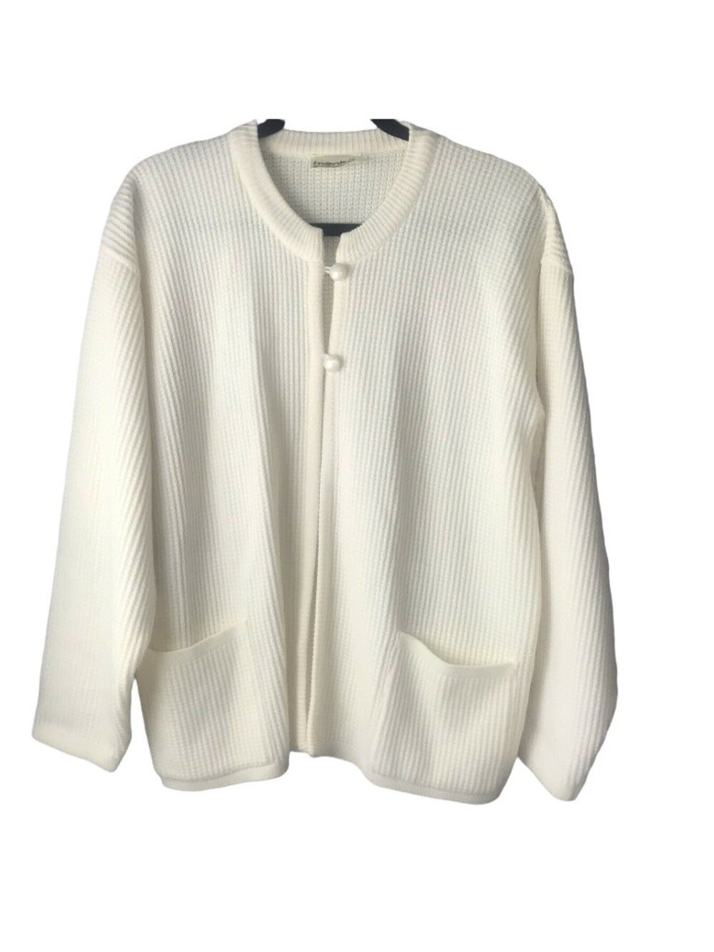 Menke Womens Cardigan Sweater Ivory Size 48 Knit Long Sleeve Open Front